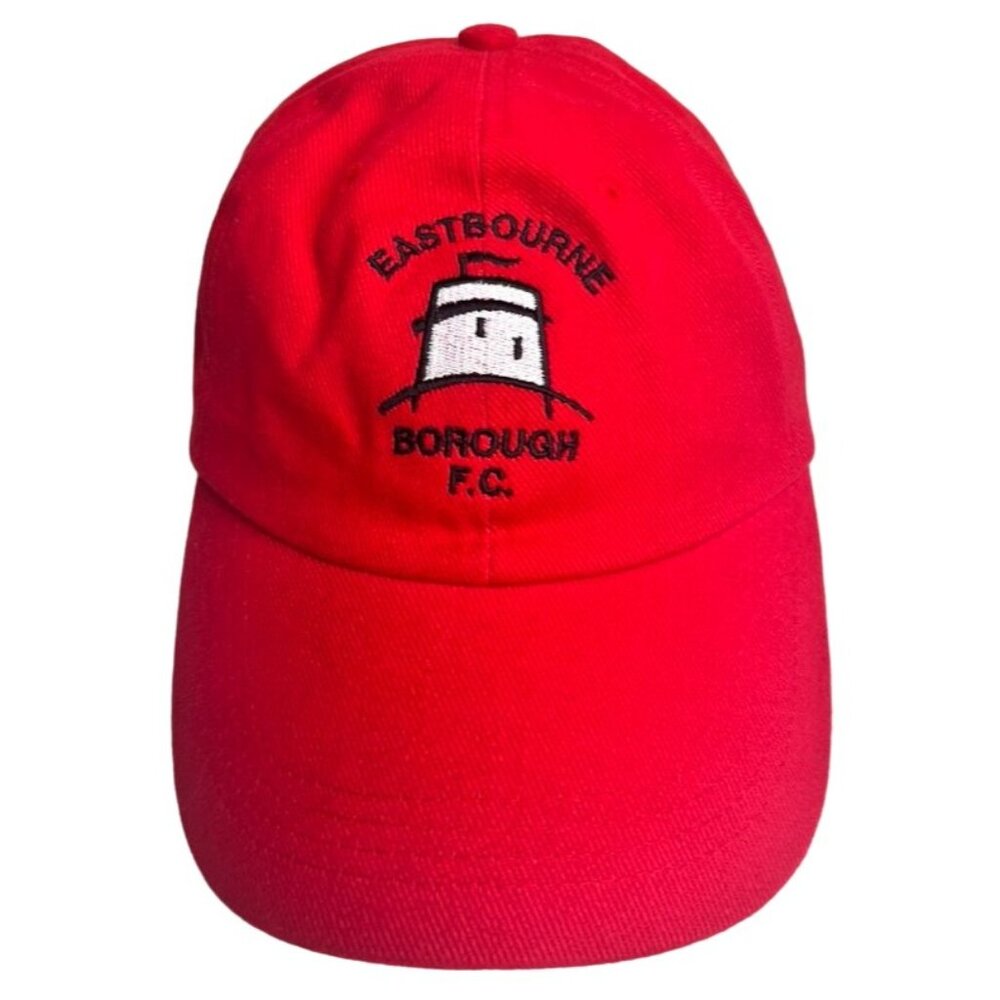 Eastbourne Borough F.C. Red Baseball Cap Adjustable Embroidered Logo Priory Lane